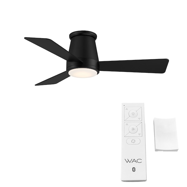 3-Blade Smart Flush Mount Ceiling Fan 44 Matte Black W/3000K LED Light Kit And Remote Control
